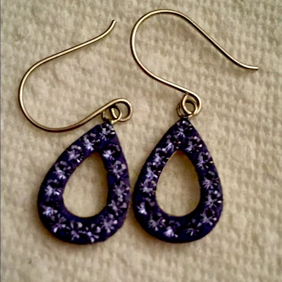 Periwinkle crystal 925 sterling silver dangle earrings - Picture 2 of 7